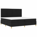 LED Box Spring Bed med madras Sort 200 x 200 cm Stof