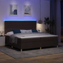 LED Box Spring Bed med hovedgærde Mørk Brun 200 x 200 cm Stof