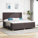 LED Box Spring Bed med hovedgærde Mørk Brun 200 x 200 cm Stof
