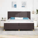 LED Box Spring Bed med hovedgærde Mørk Brun 200 x 200 cm Stof