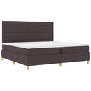 LED Box Spring Bed med hovedgærde Mørk Brun 200 x 200 cm Stof