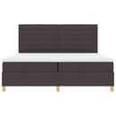 LED Box Spring Bed med hovedgærde Mørk Brun 200 x 200 cm Stof