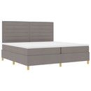 LED Box Spring Bed med madras Gråbrun 200 x 200 cm Stof