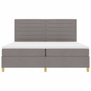 LED Box Spring Bed med madras Gråbrun 200 x 200 cm Stof
