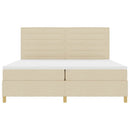 LED Box Spring Bed med hovedgærde Creme 200 x 200 cm Stof