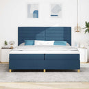 LED Box Spring Bed med madras Blå 200 x 200 cm Stof