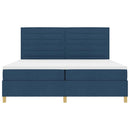 LED Box Spring Bed med madras Blå 200 x 200 cm Stof
