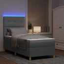 LED Box Spring Bed med madras Lysegrå 80 x 200 cm Stof