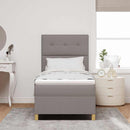 LED Box Spring Bed med madras Gråbrun 80 x 200 cm Stof