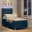 LED Box Spring Bed med madras Blå 80 x 200 cm Stof