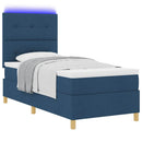 LED Box Spring Bed med madras Blå 80 x 200 cm Stof
