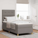 LED Box Spring Bed med madras Gråbrun 90 x 190 cm Stof