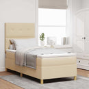 LED Box Spring Bed med madras Creme 90 x 190 cm Stof