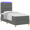 LED Box Spring Bed med hovedgærde Mørkegrå 90 x 200 cm Stof