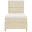 LED Box Spring Bed med madras Creme 90 x 200 cm Stof