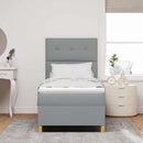 LED Box Spring Bed med hovedgærde Lysegrå 100 x 200 cm Stof