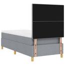 LED Box Spring Bed med hovedgærde Lysegrå 100 x 200 cm Stof