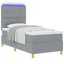 LED Box Spring Bed med hovedgærde Lysegrå 100 x 200 cm Stof