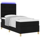 LED Box Spring Bed med hovedgærde Sort 100 x 200 cm Stof