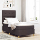 LED Box Spring Bed med hovedgærde Mørk Brun 100 x 200 cm Stof