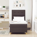 LED Box Spring Bed med hovedgærde Mørk Brun 100 x 200 cm Stof