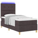 LED Box Spring Bed med hovedgærde Mørk Brun 100 x 200 cm Stof