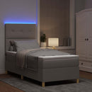 LED Box Spring Bed med madras Gråbrun 100 x 200 cm Stof