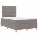 LED Box Spring Bed med madras Gråbrun 120 x 190 cm Stof