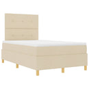 LED Box Spring Bed med madras Creme 120 x 190 cm Stof
