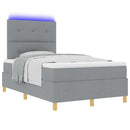 LED Box Spring Bed med hovedgærde Lysegrå 120 x 200 cm Stof