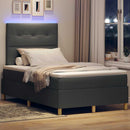 LED Box Spring Bed med hovedgærde Mørkegrå 120 x 200 cm Stof