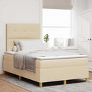 LED Box Spring Bed med madras Creme 120 x 200 cm Stof