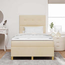 LED Box Spring Bed med madras Creme 120 x 200 cm Stof
