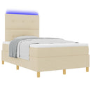 LED Box Spring Bed med madras Creme 120 x 200 cm Stof