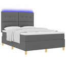 LED Box Spring Bed med madras Mørkegrå 140 x 190 cm Stof