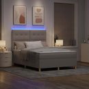 LED Box Spring Bed med madras Gråbrun 140 x 190 cm Stof