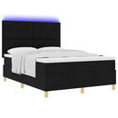 LED Box Spring Bed med madras Sort 140 x 200 cm Stof