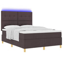LED Box Spring Bed med madras Mørk Brun 140 x 200 cm Stof