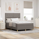 LED Box Spring Bed med madras Gråbrun 140 x 200 cm Stof