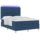 LED Box Spring Bed med madras Blå 140 x 200 cm Stof