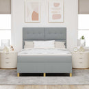 LED Box Spring Bed med madras Lysegrå 160 x 200 cm Stof
