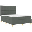 LED Box Spring Bed med madras Mørkegrå 160 x 200 cm Stof
