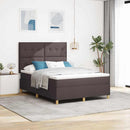 LED Box Spring Bed med madras Mørk Brun 160 x 200 cm Stof