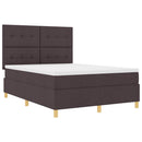 LED Box Spring Bed med madras Mørk Brun 160 x 200 cm Stof