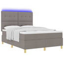 LED Box Spring Bed med madras Gråbrun 160 x 200 cm Stof