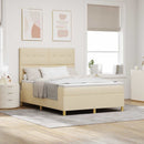 LED Box Spring Bed med madras Creme 160 x 200 cm Stof
