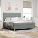 LED Box Spring Bed med madras Lysegrå 180 x 200 cm Stof