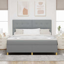LED Box Spring Bed med madras Lysegrå 180 x 200 cm Stof