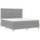 LED Box Spring Bed med madras Lysegrå 180 x 200 cm Stof