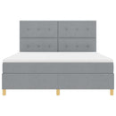 LED Box Spring Bed med madras Lysegrå 180 x 200 cm Stof